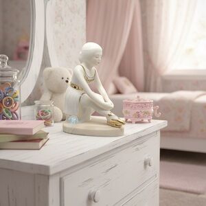 Vintage Porcelain Ballerina Hand Painted Gold Trim Figurine Nicknack Decor